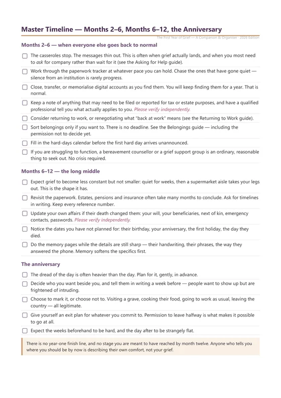 Real page from The First Year of Grief companion